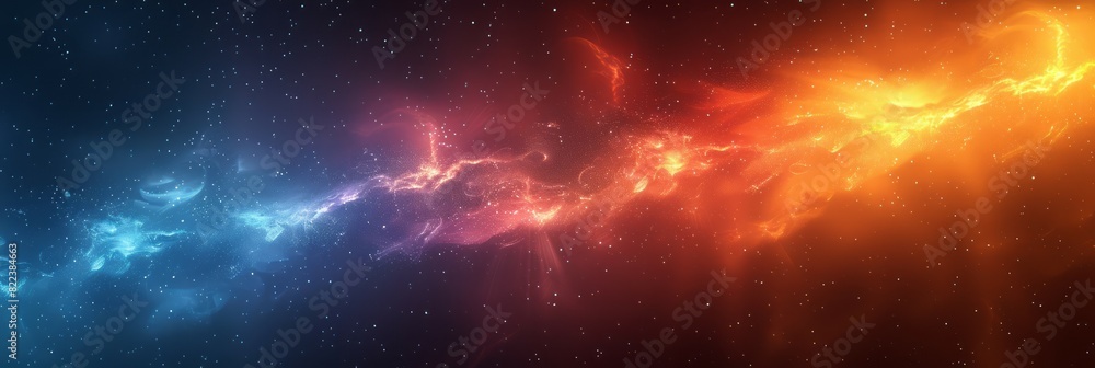 A vibrant space scene with numerous stars and swirling dust creating a striking visual display