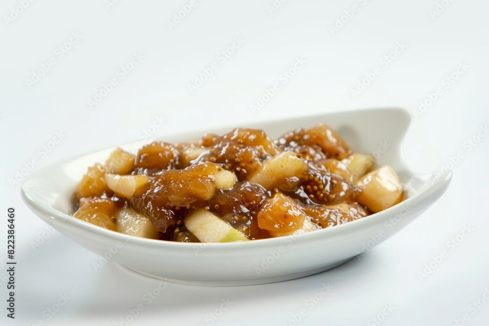 Apple-Pear Chutney Condiment with Onions and Mustard Seeds Apple-Pear Chutney Condiment with Onions and Mustard Seeds