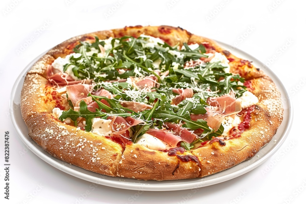 Artisan Arugula-Prosciutto Pizza with Golden-Brown Crust and Cornmeal Artisan Arugula-Prosciutto Pizza with Golden-Brown Crust and Cornmeal