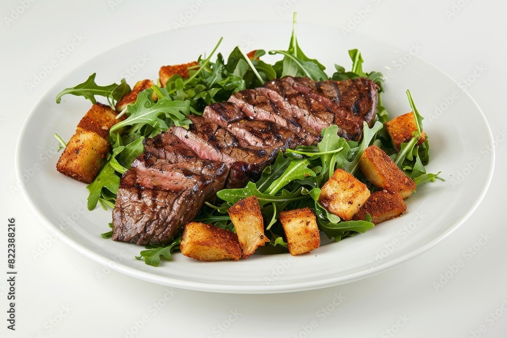 Tender Steak Salad with Golden Brown French Fry Croutons Tender Steak Salad with Golden Brown French Fry Croutons