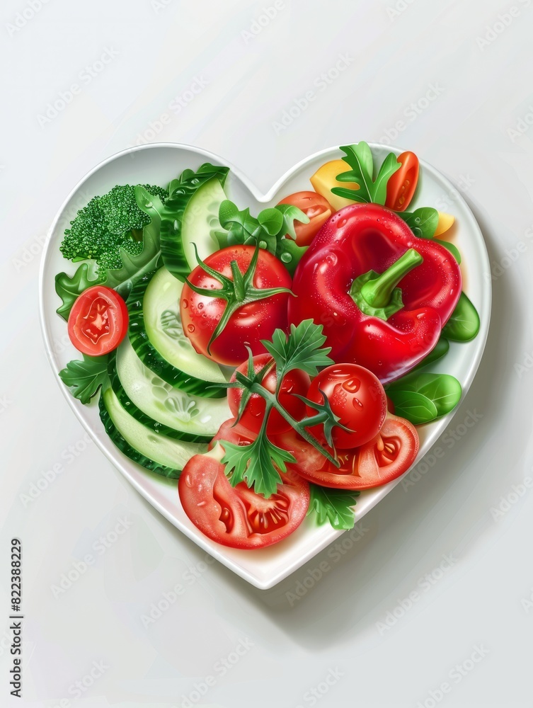 Healthy and healthy diet food in a heart-shaped plate. Banner. Healthy and healthy diet food in a heart-shaped plate. Banner.