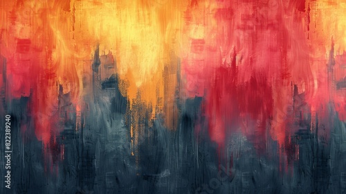 Abstract Urban Sunset. A Fiery Display of Orange and Red Over Dark City Silhouettes.