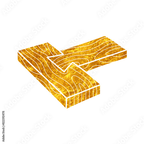 Wood joint drawing in gold color style