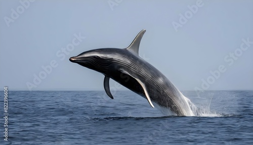 A Minke Whale Breaching Out Of The Water In A Spec photo