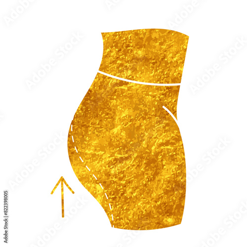 Women beauty face plastic surgery buttock fat liposuction body contouring drawing in gold color style