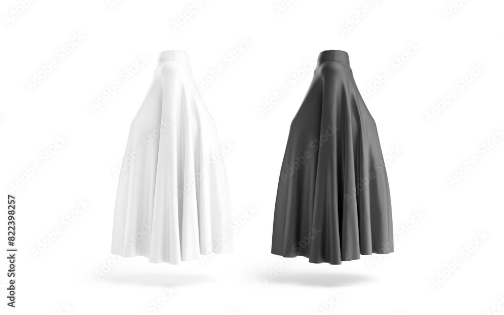 Blank black and white muslim female burqa mockup, back view Blank black and white muslim female burqa mockup, back view