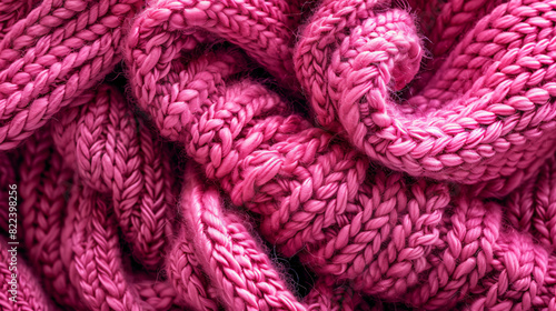 Detailed texture of a vibrant pink knitted scarf