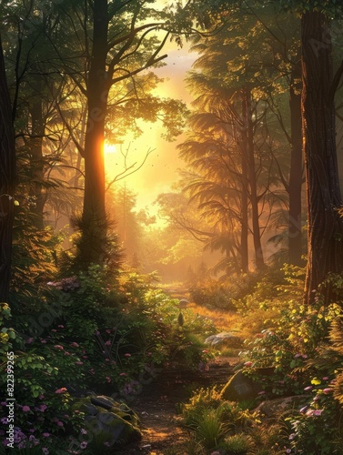 sunrise in the forest