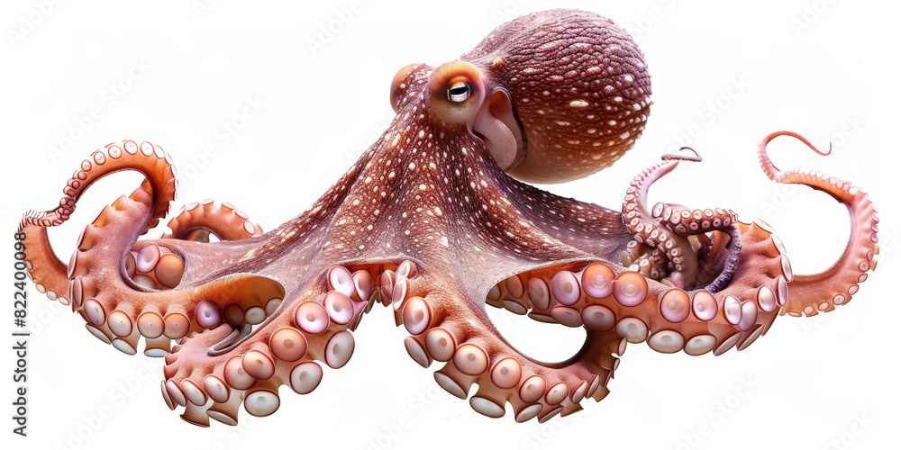 Naklejka premium Adult large octopus on a white background.