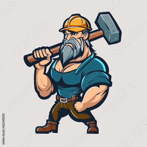 workman with big hammer stock vector