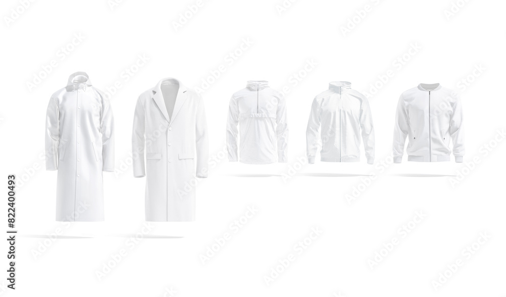 Blank white outwear clothing mockup, front view Blank white outwear clothing mockup, front view