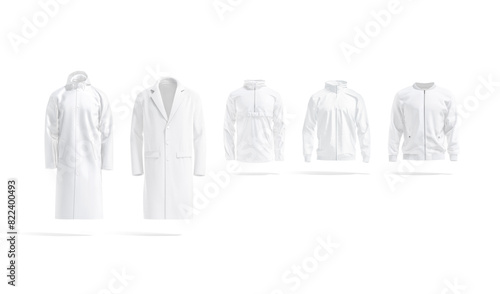 Blank white outwear clothing mockup, front view