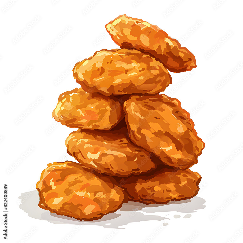 Vector Illustration Of A Chicken Nuggets On A White Background 