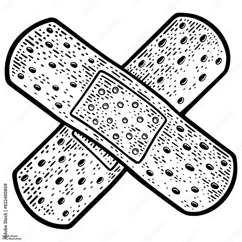 adhesive sticking medical bandage plaster cross sketch engraving PNG illustration. T-shirt apparel print design. Scratch board imitation. Black and white hand drawn image. adhesive sticking medical bandage plaster cross sketch engraving PNG illustration. T-shirt apparel print design. Scratch board imitation. Black and white hand drawn image.