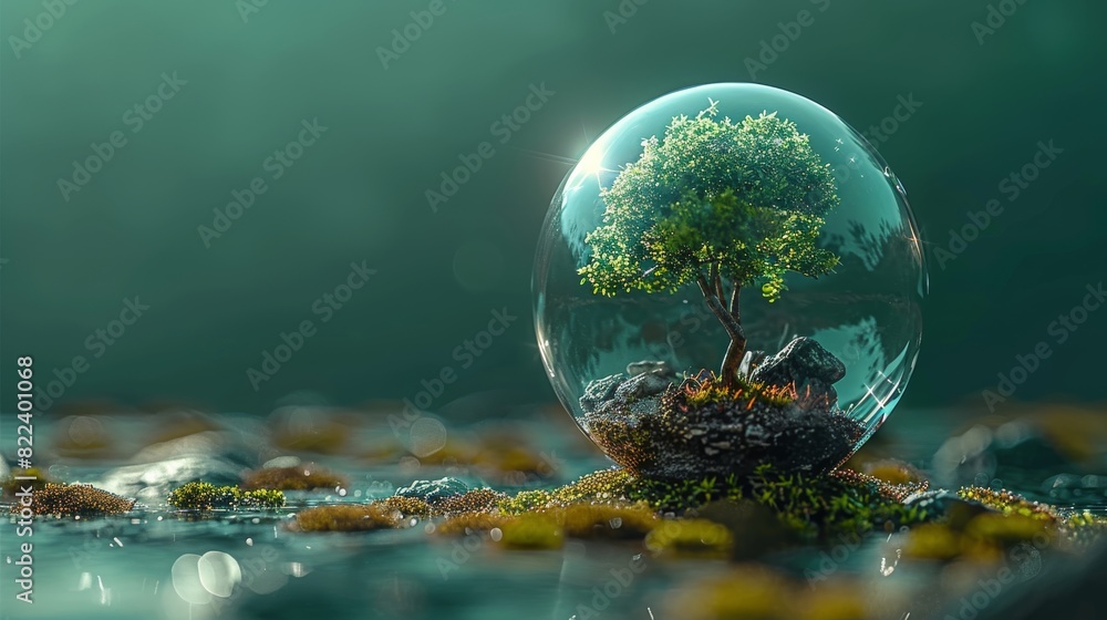 Globe Concept. World environment and earth day concept with glass globe and eco friendly environment, care, nature, concept, earth, eco, ecology, globe, global, environment. Generative AI. Globe Concept. World environment and earth day concept with glass globe and eco friendly environment, care, nature, concept, earth, eco, ecology, globe, global, environment. Generative AI.