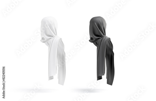 Blank black and white female shayla mockup, back side view