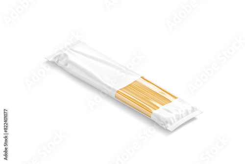 Blank white paper transparent pack with spaghetti pasta mockup, isolated