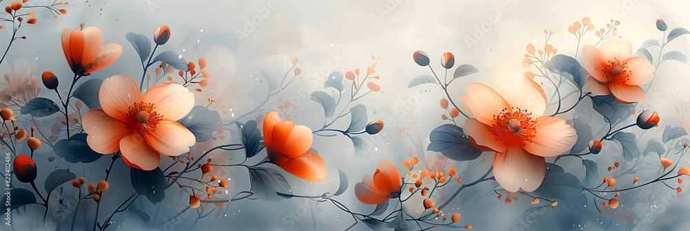 Bandeau végétal fleurs et feuilles Bandeau végétal fleurs et feuilles