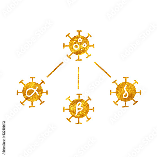 Virus mutation concept drawing in gold color style