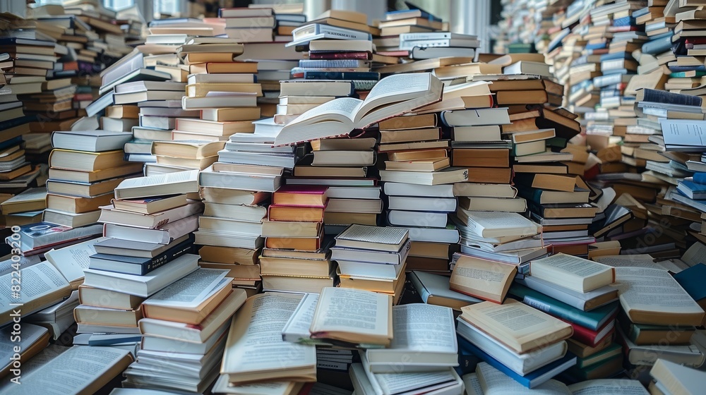 Pile of books. many book. Generative AI. Pile of books. many book. Generative AI.