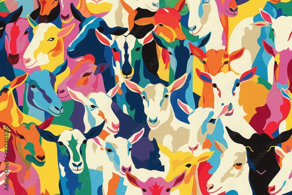 Abstract colorful illustration of goats. Ai generative art Abstract colorful illustration of goats. Ai generative art