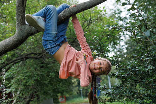 Bild auf Leinwand Child, monkey bars and energy on playground, smiling and obstacle course on outdoor adventure at park
