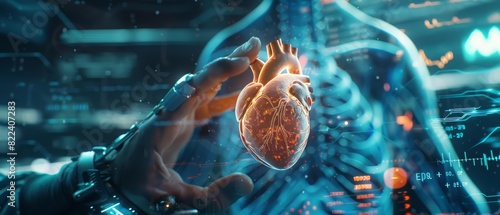 Closeup half body of a cardiologist monitoring heart rhythms photo