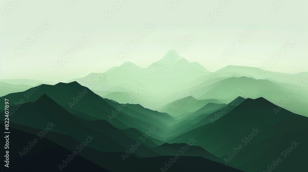 minimalistic wallpaper with mountains green themed