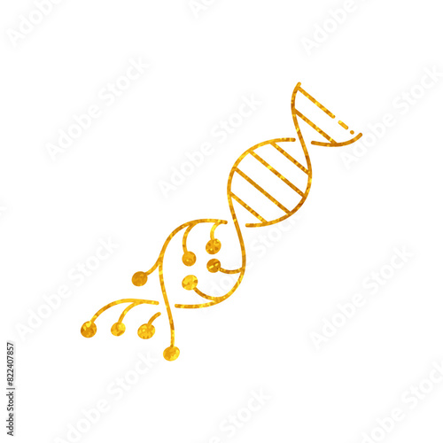Artificially modified dna strains drawing in gold color style