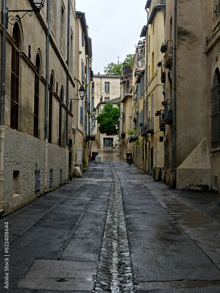 Fototapeta premium Montpellier May 2024: Visit the magnificent city of Montpellier in Occitanie. Street photos - View of the narrow streets