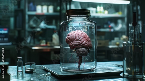 AI brain in a jar photo