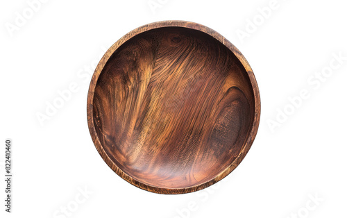Top view empty wooden bowl on white background,png