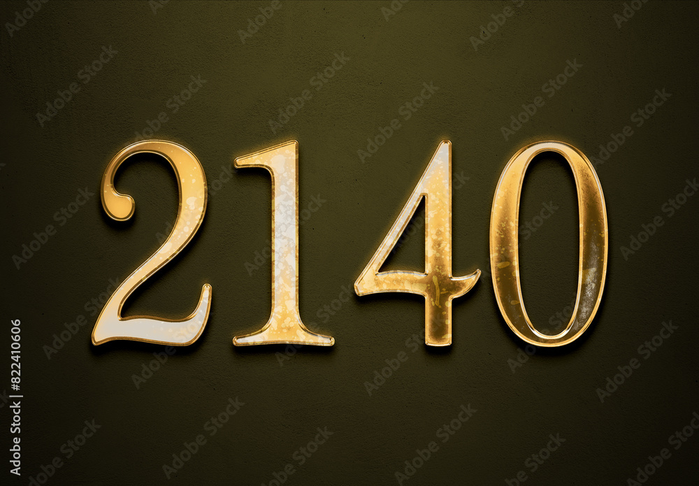 Old gold effect of 2140 number with 3D glossy style Mockup. Old gold effect of 2140 number with 3D glossy style Mockup.