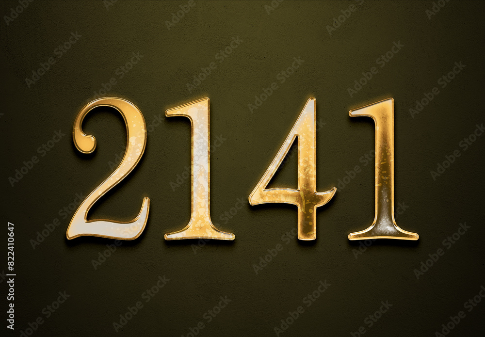 Old gold effect of 2141 number with 3D glossy style Mockup. Old gold effect of 2141 number with 3D glossy style Mockup.