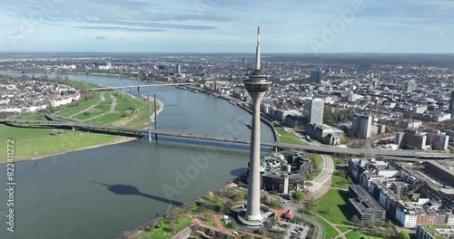 Iconic Rheinturm A Symbol of D sseldorf Skyline and Tourist attraction. photo