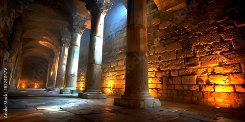 Interior of ancient Romanera temple during Jesus time in the Holy Land. Concept Ancient Roman Temple, Jesus Era, Holy Land History, Architecture, Religious Sites photo