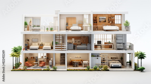 3d render of an Apartment with white background