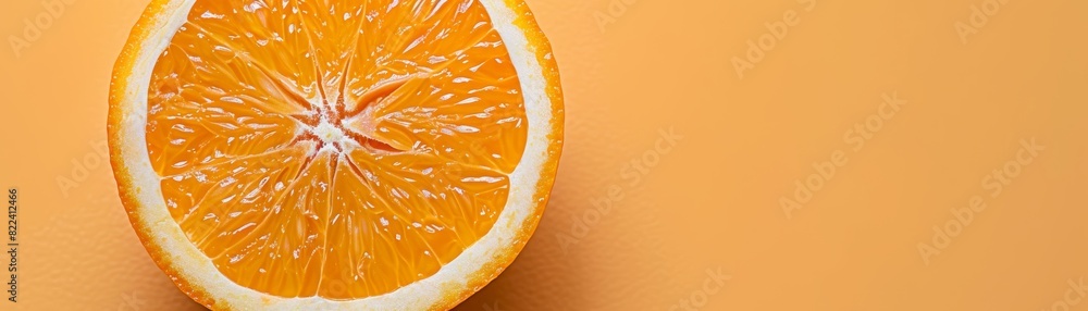 Close-up of a fresh orange half on an orange background, showcasing the vibrant color and juicy texture. Close-up of a fresh orange half on an orange background, showcasing the vibrant color and juicy texture.