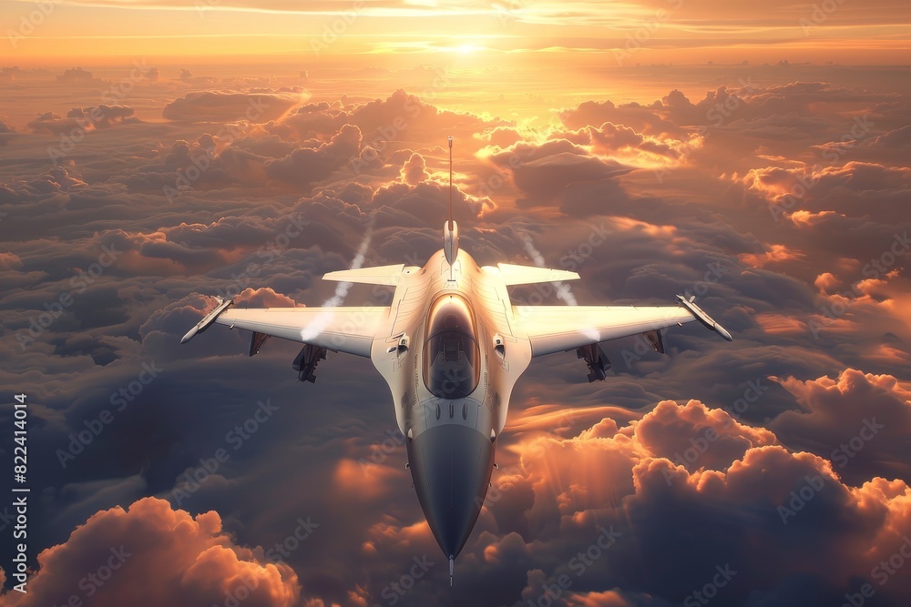 custom made wallpaper toronto digitalFighter jet soaring above clouds at sunset