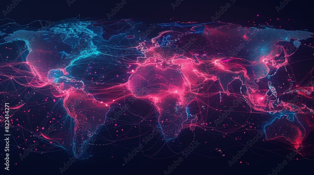 Global data map with advanced technology visualizations Global data map with advanced technology visualizations