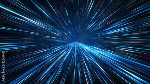 Blue Rays Zoom in Motion Effect, Light Color Trails