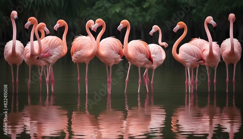 Flamingos In A Symmetrical Composition