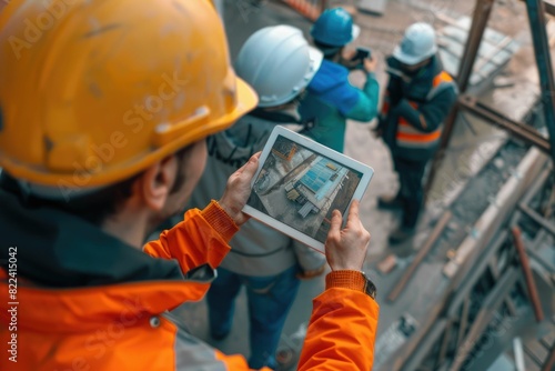 Everyone needs to be on the same page. Shot of a group of architects using a digital tablet at a building site.
