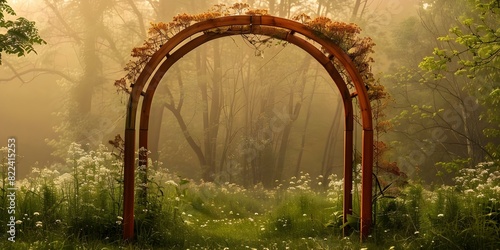 An Enchanting Beltane Archway in a Meadow on a Stormy Morning. Concept Folklore Legends, Seasonal Celebrations, Nature Photography, Sacred Spaces, Rituals and Traditions
