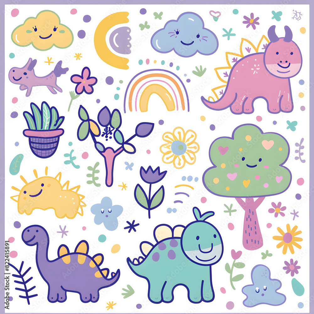 Fototapeta premium Cute Patterns for Kids