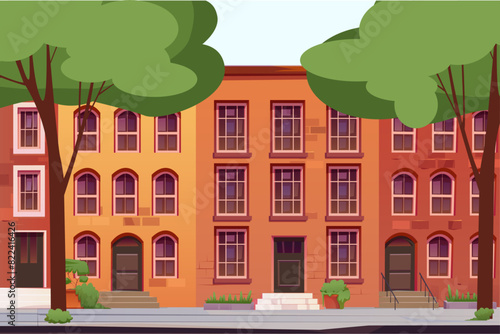 Brooklyn landscape buildings trees vector illustration