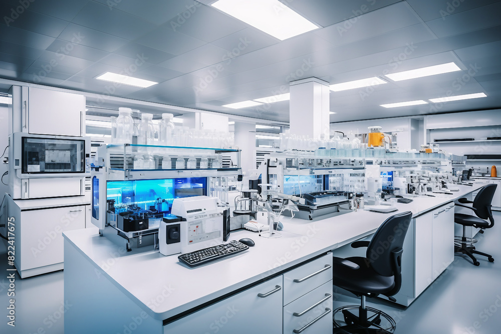 Doctor scientist working in modern hi-tech laboratory with innovation research, Generative AI illustration Doctor scientist working in modern hi-tech laboratory with innovation research, Generative AI illustration