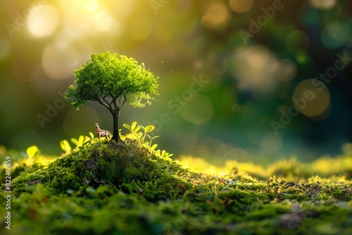 A small tree is growing on a hillside generated by AI