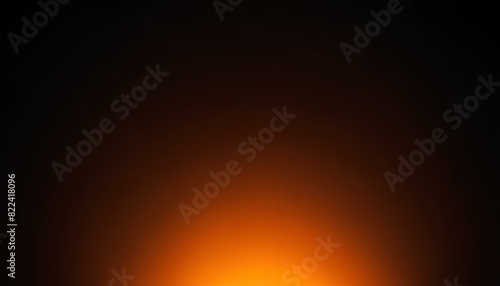 Abstract dark background with orange shine screen. Orange and black blurry grainy wallpaper graphic with free empty space for media and text