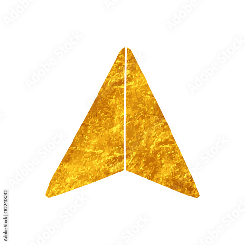 drawing in gold color style map pin arrow head